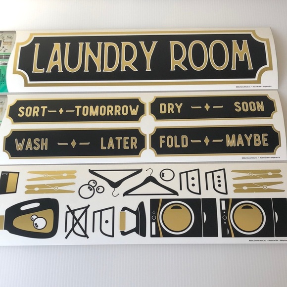 Laundry Room Wall Decal Set - Black and Gold Home Laundry 101 Décor - Picture 1 of 7